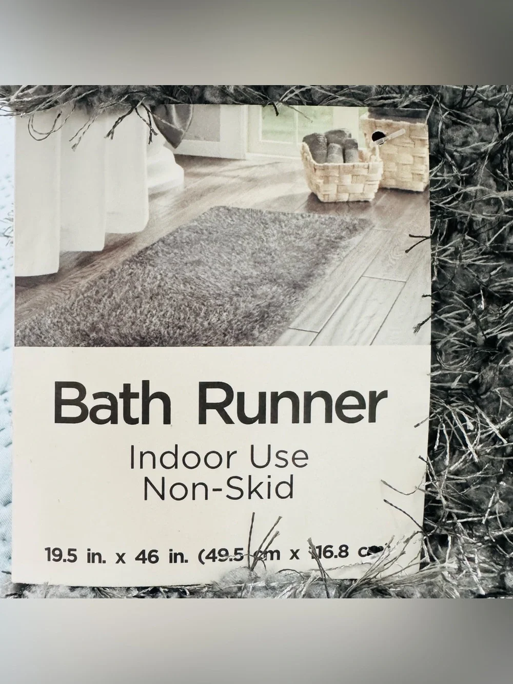Nedia Home Shag Bath Runner Rug Non-Skid Microfiber Dark Gray 19.5 x 46 NWT